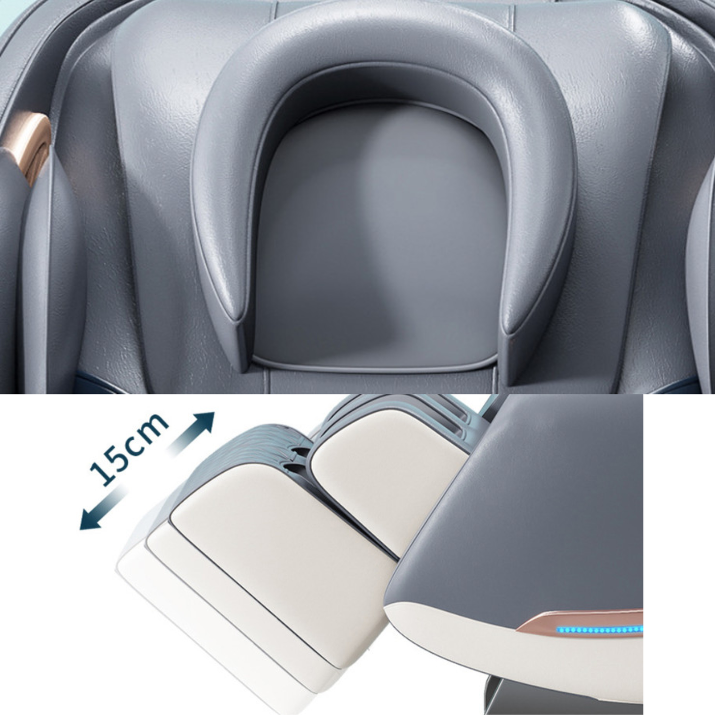 Rustpunt massagestoel grijs met full body shiatsu, warmte en Zero Gravity massage