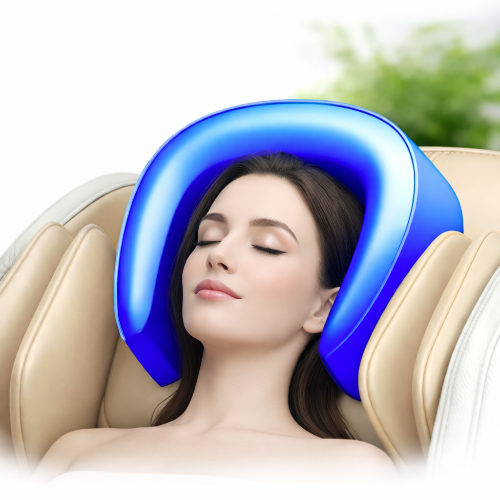 Massagestoel met nekmassage kussen voor ontspanning van nek en schouders