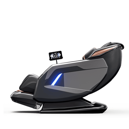Zwarte elektrische massagestoel met zero gravity ligpositie, full body massage en voetmassage