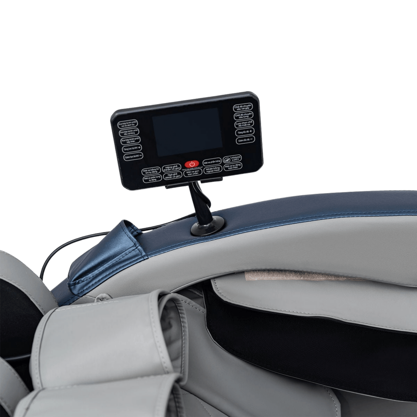bediening scherm luxe massagestoel met programma keuze en intensiteit